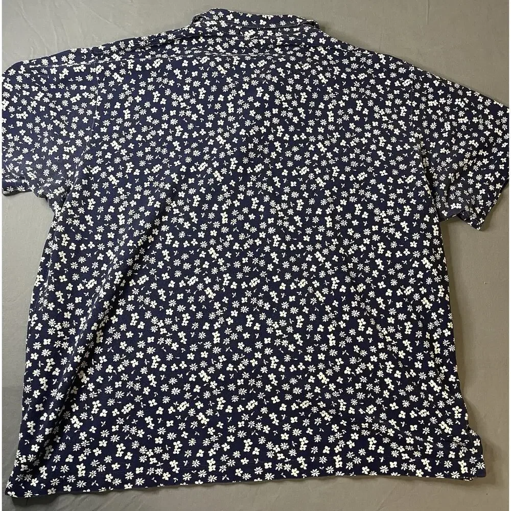 Vintage 90s Polo Ralph Lauren XXL Navy Floral Polo Shirt Made in USA Terr.